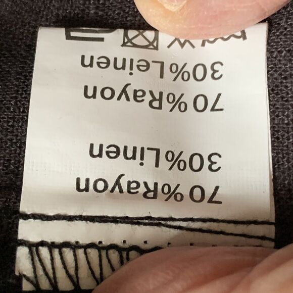 Paul Jones Long Sleeve Top Women S Rayon Linen Lace-Up Neck NWOT Charcoal - Picture 11 of 11